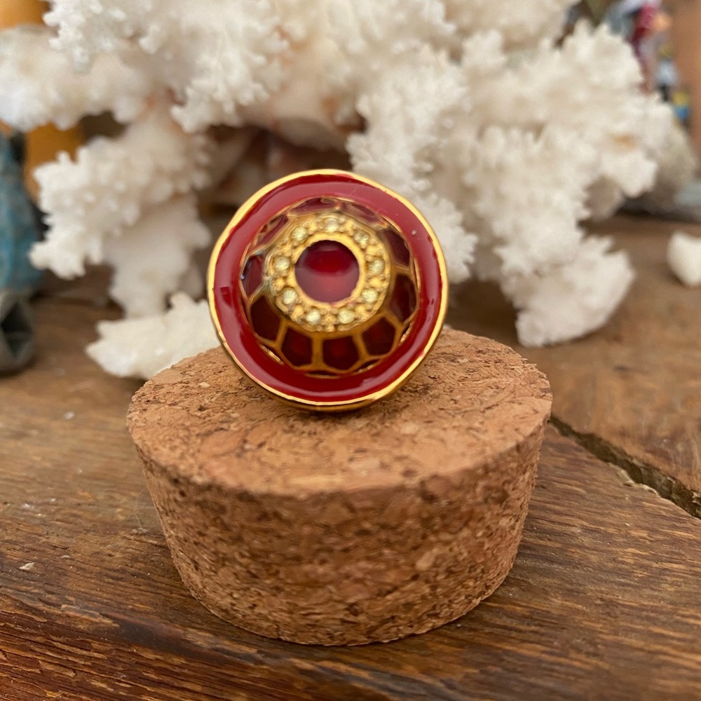 Tracy Porter Red and Gold Mosaic Ring - Picture 2 of 10